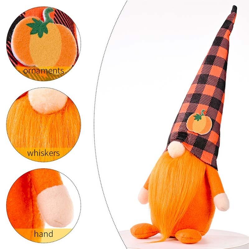Pumpkin Maple Leaf Doll Standing Fall Gnome Decor For Thanksgiving And Halloween 2