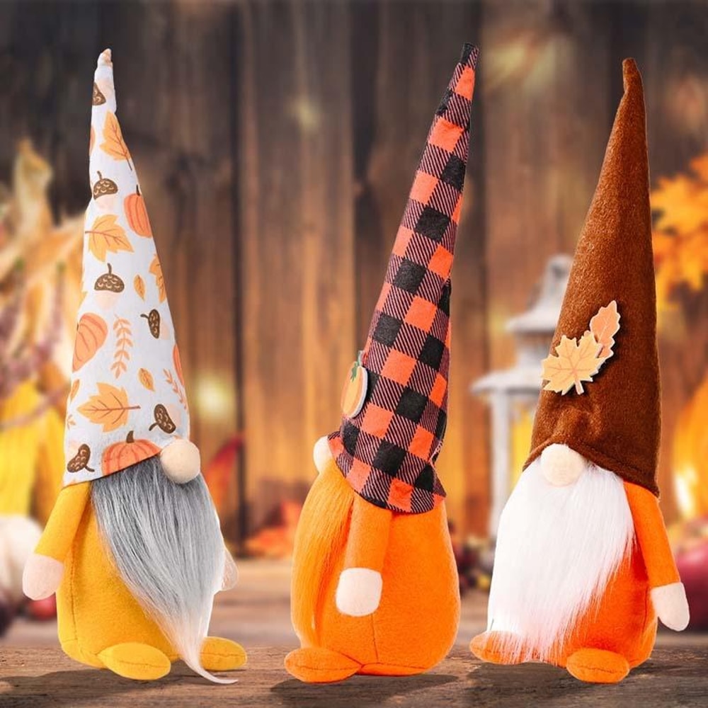 Pumpkin Maple Leaf Doll Standing Fall Gnome Decor For Thanksgiving And Halloween 1
