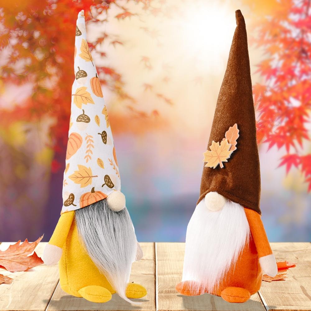 Pumpkin Maple Leaf Doll Standing Fall Gnome Decor For Thanksgiving And Halloween 3