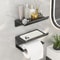 Adhesive Toilet Paper Holder With Shelf Rustproof Bathroom Storage Organizer 0