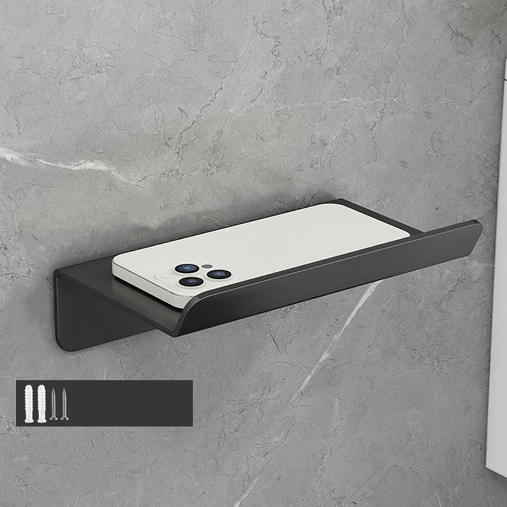 Adhesive Toilet Paper Holder With Shelf Rustproof Bathroom Storage Organizer 12