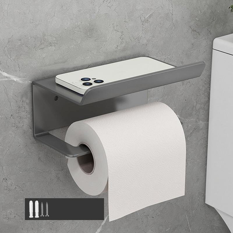 Adhesive Toilet Paper Holder with Shelf Rustproof Bathroom Storage Organizer
