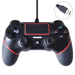 wired controller for sony playstation, red gaming gamepad, precision usb game controller