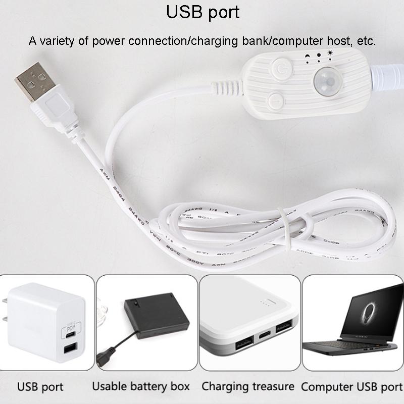 Motion Sensor LED Light Strip USB Rechargeable Warm White Flexible 2M Closet Night Light