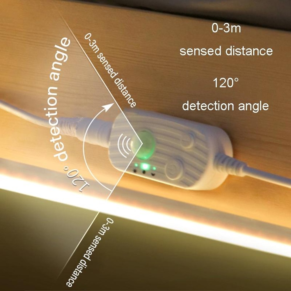 Motion Sensor LED Light Strip USB Rechargeable Warm White Flexible 2M Closet Night Light
