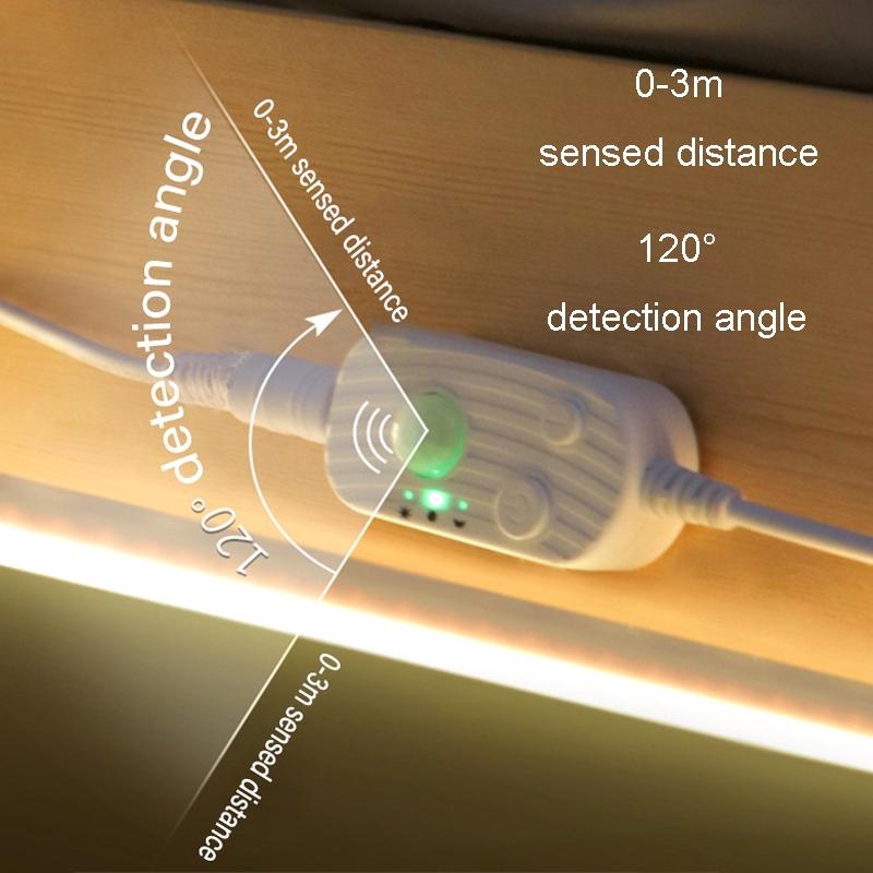 Motion Sensor LED Light Strip USB Rechargeable Warm White Flexible 2M Closet Night Light