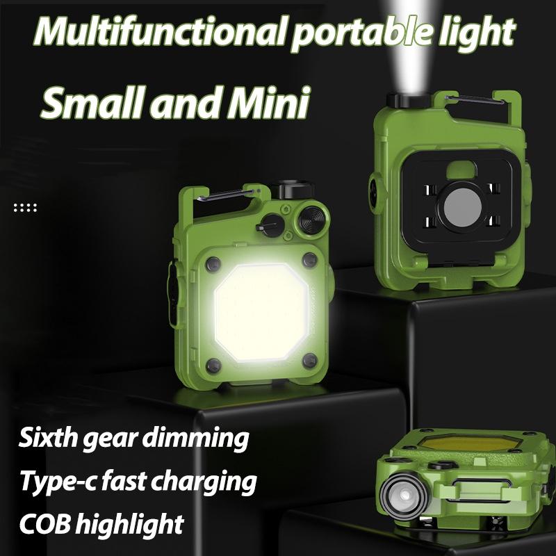 Mini Keychain COB Flashlight USB Rechargeable Magnetic Work Light For Camping Emergency Use 2