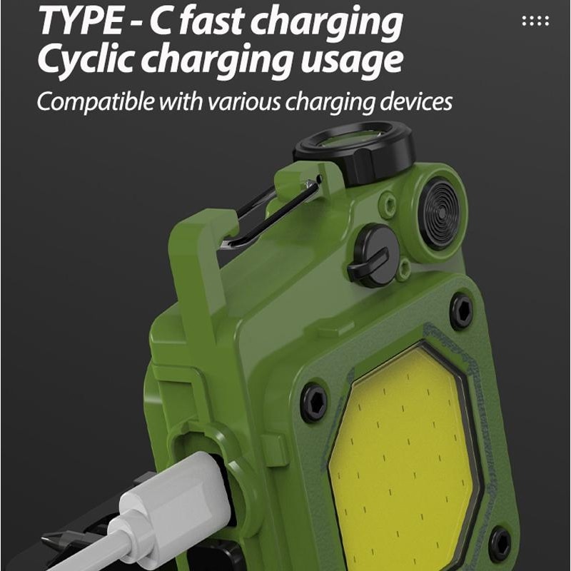 Mini Keychain COB Flashlight USB Rechargeable Magnetic Work Light For Camping Emergency Use 6