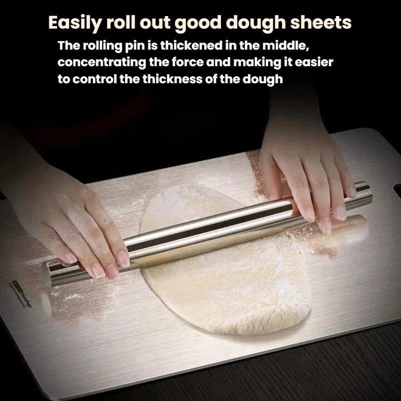 Stainless Steel Rolling Pin for Baking Dough, Smooth Stainless Steel Rolling Pin, Baking Dough Roller