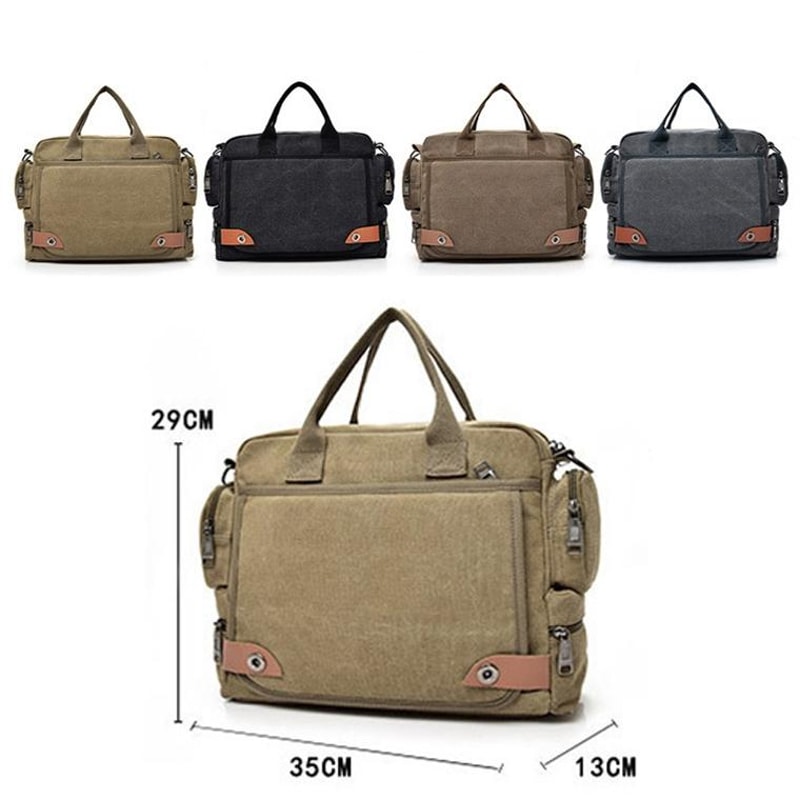 Waterproof Canvas Laptop Bag AntiTheft Shoulder Work Tote Large Capacity 1