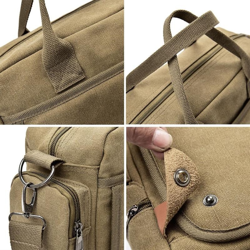 Waterproof Canvas Laptop Bag AntiTheft Shoulder Work Tote Large Capacity 5