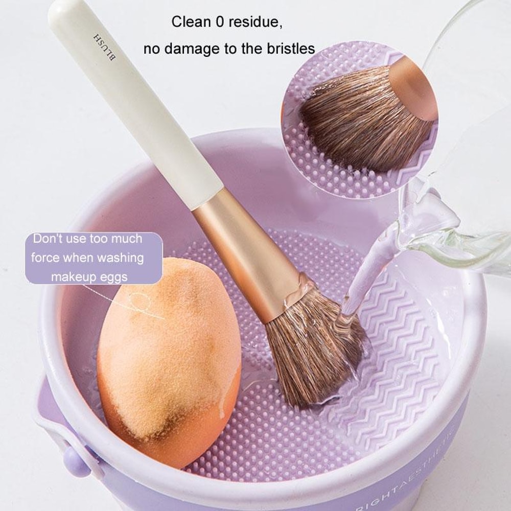 Silicone Makeup Brush Cleaner Bowl With Drying Rack And Storage For Beauty Tools 5