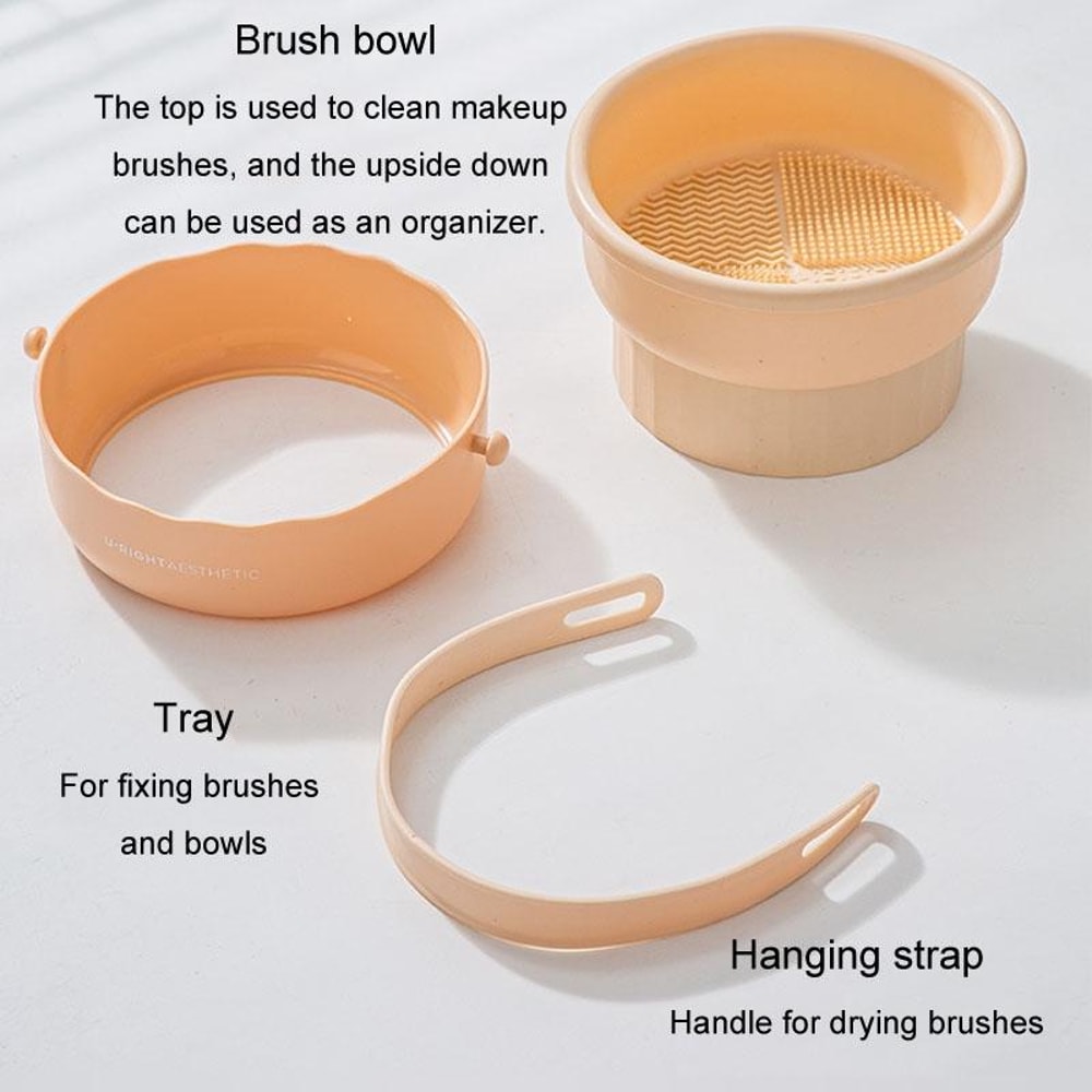 Silicone Makeup Brush Cleaner Bowl With Drying Rack And Storage For Beauty Tools 2
