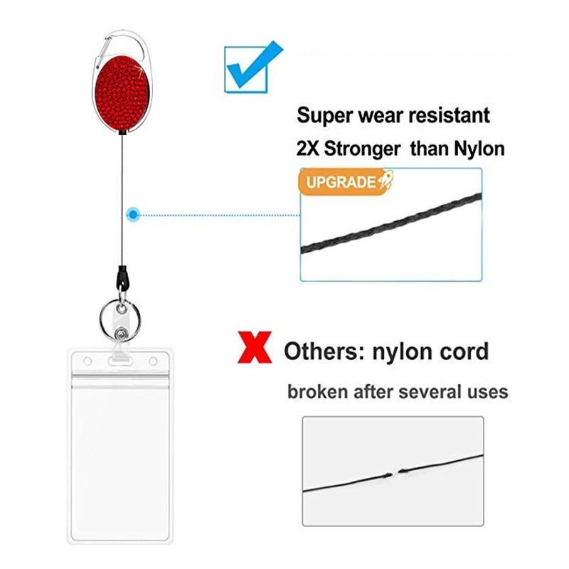 Retractable Badge Reel Keychain With Ceramic Clay Design Durable ID Holder Clip 4