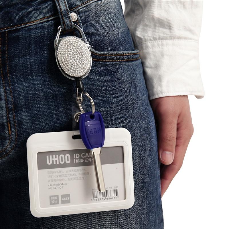 Retractable Badge Reel Keychain With Ceramic Clay Design Durable ID Holder Clip 5