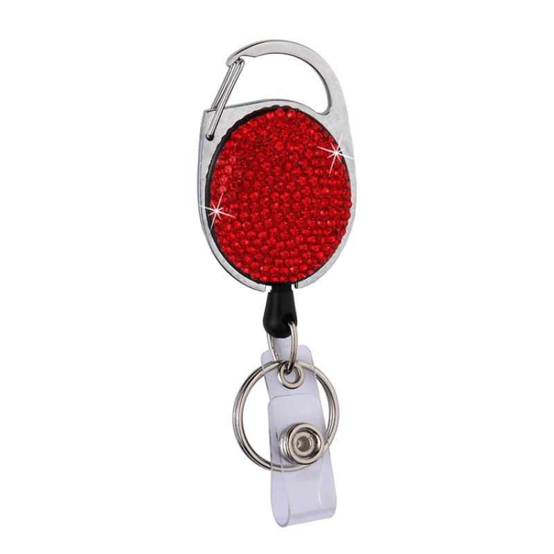 Retractable Badge Reel Keychain With Ceramic Clay Design Durable ID Holder Clip 12