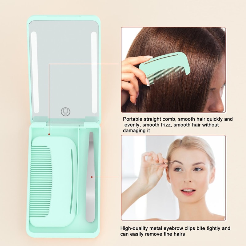 Rechargeable LED Makeup Mirror Travel Kit With Smart Light Portable Cosmetic Mirror 2