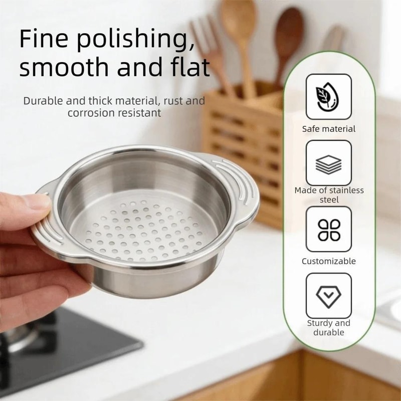 Stainless Steel Can Strainer Dual Handle Non-Slip Draining Tool for Kitchen Cans and Food Prep