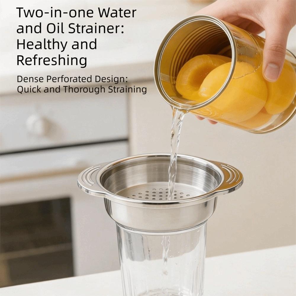 Stainless Steel Can Strainer Dual Handle Non-Slip Draining Tool for Kitchen Cans and Food Prep