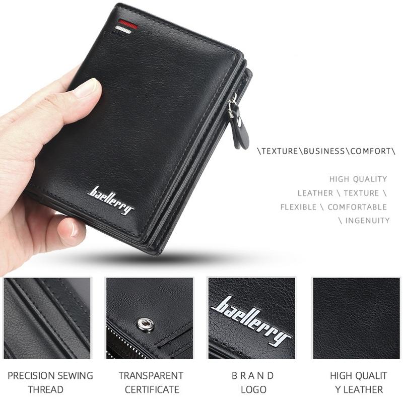 Men Slim Card Holder Wallet With Coin Pocket Compact Men Leather Wallet 3