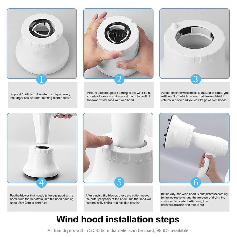 Universal Hair Diffuser For Blow Dryer Rotatable Curl Enhancer Large Hood Attachment 4