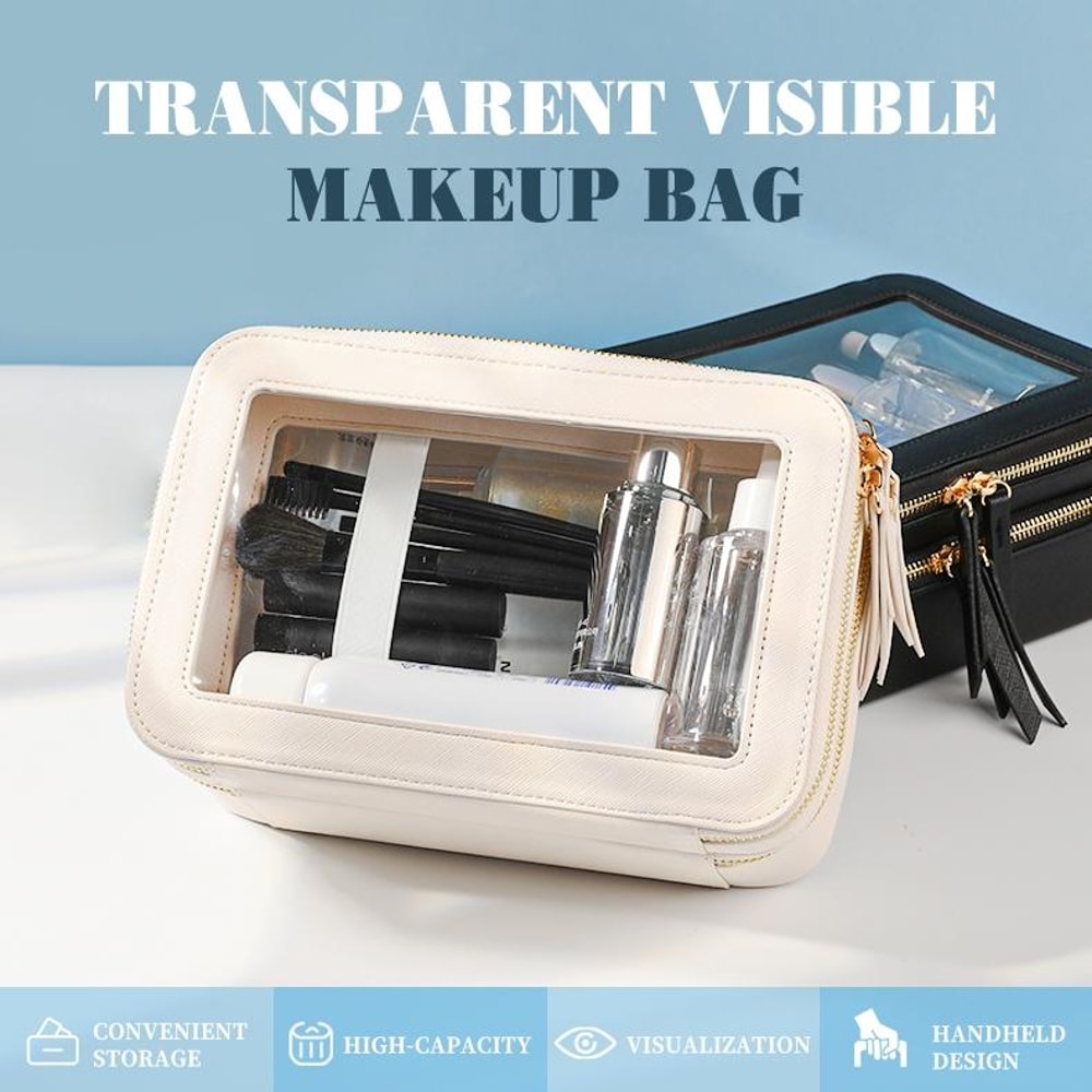 Large Capacity Waterproof Travel Makeup Bag With Wet Dry Separation Transparent Organizer 2