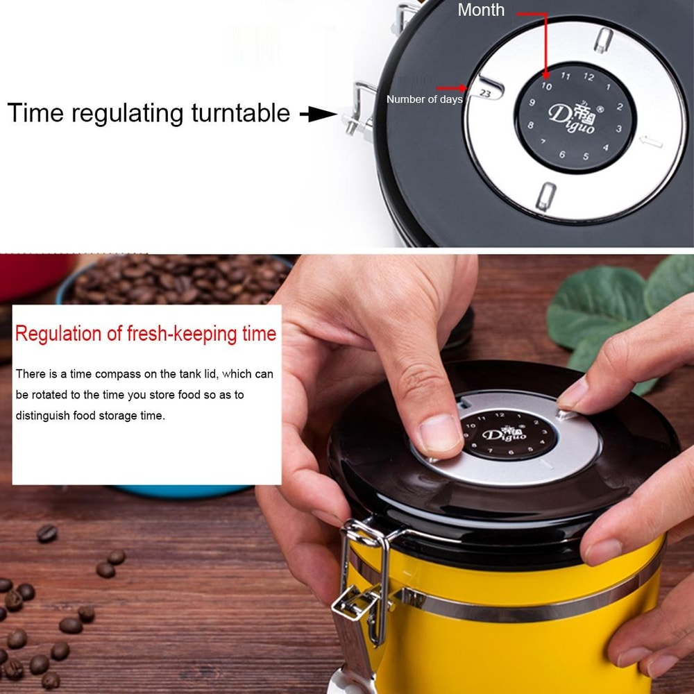 Stainless Steel Airtight Coffee Canister With CO2 Vent Valve Date Wheel Coffee Bean Storage Contai 6