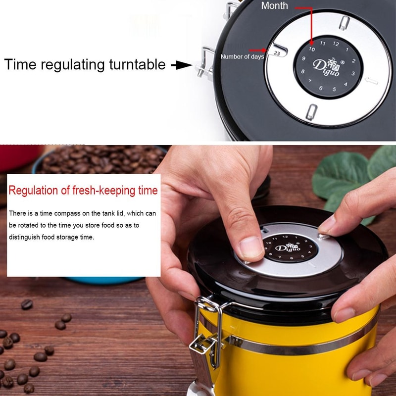 Stainless Steel Airtight Coffee Canister With CO2 Vent Valve Date Wheel Coffee Bean Storage Contai 6