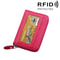 RFID Blocking Leather Card Holder Wallet Slim Zipper Cowhide Organizer With 12 Slots 12