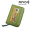 RFID Blocking Leather Card Holder Wallet Slim Zipper Cowhide Organizer With 12 Slots 13