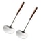 Solid Wood Long Handle Wok Spoon & Stainless Steel Ladle Kitchen Utensil Set