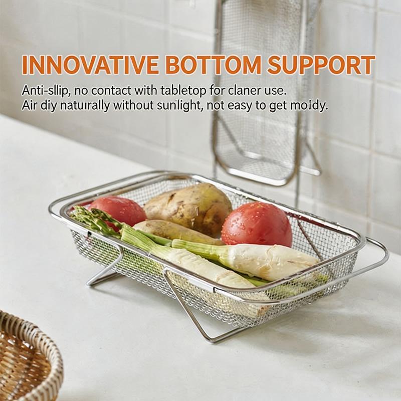 Expandable Over The Sink Stainless Steel Colander Strainer Fine Mesh Adjustable Arms Extra Large