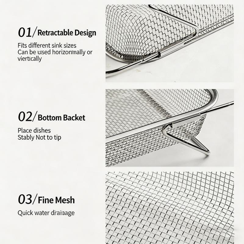 Expandable Over The Sink Stainless Steel Colander Strainer Fine Mesh Adjustable Arms Extra Large