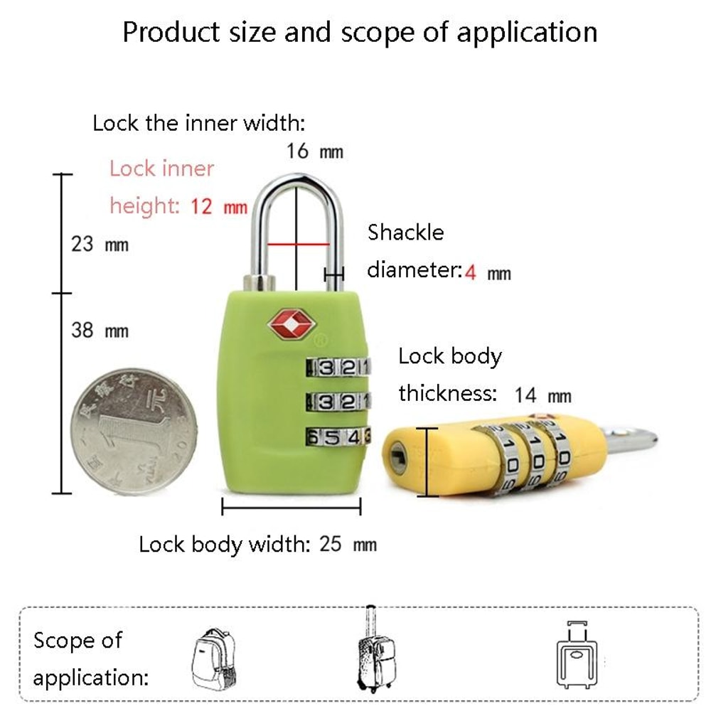 TSA Approved Luggage Lock Durable Travel Zipper Lock With Resettable Code 5