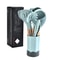 Beech Wood Silicone Kitchen Utensil Set with Storage Bucket, Heat Resistant Cooking Tools Set