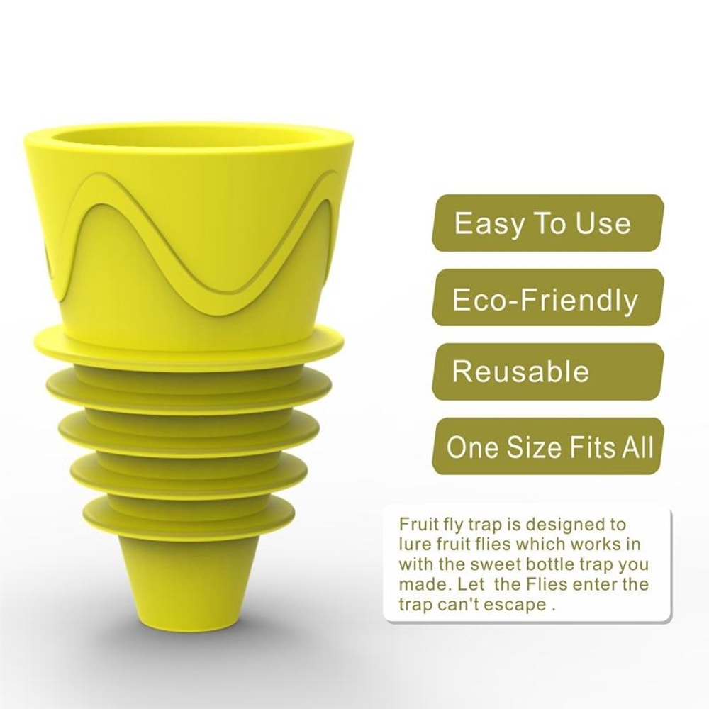 Reusable Fruit Fly Trap Bottle Insert Set, Kitchen Insect Catcher, Mosquito & Fly Lure
