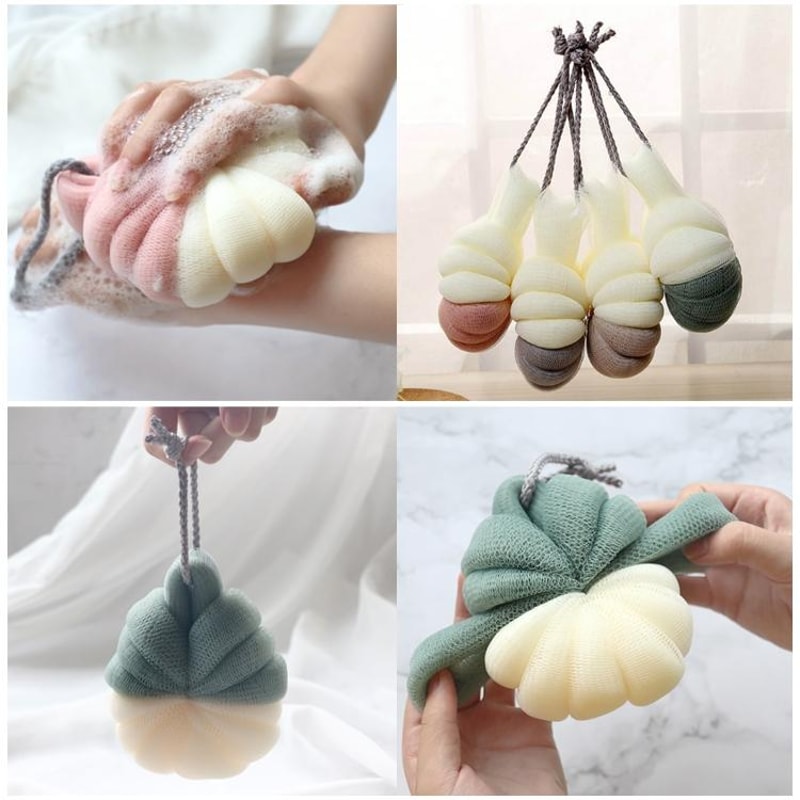 Portable Hanging Shower Sponge With Strap Soft Bath Exfoliating Brush Body Scrubber 5