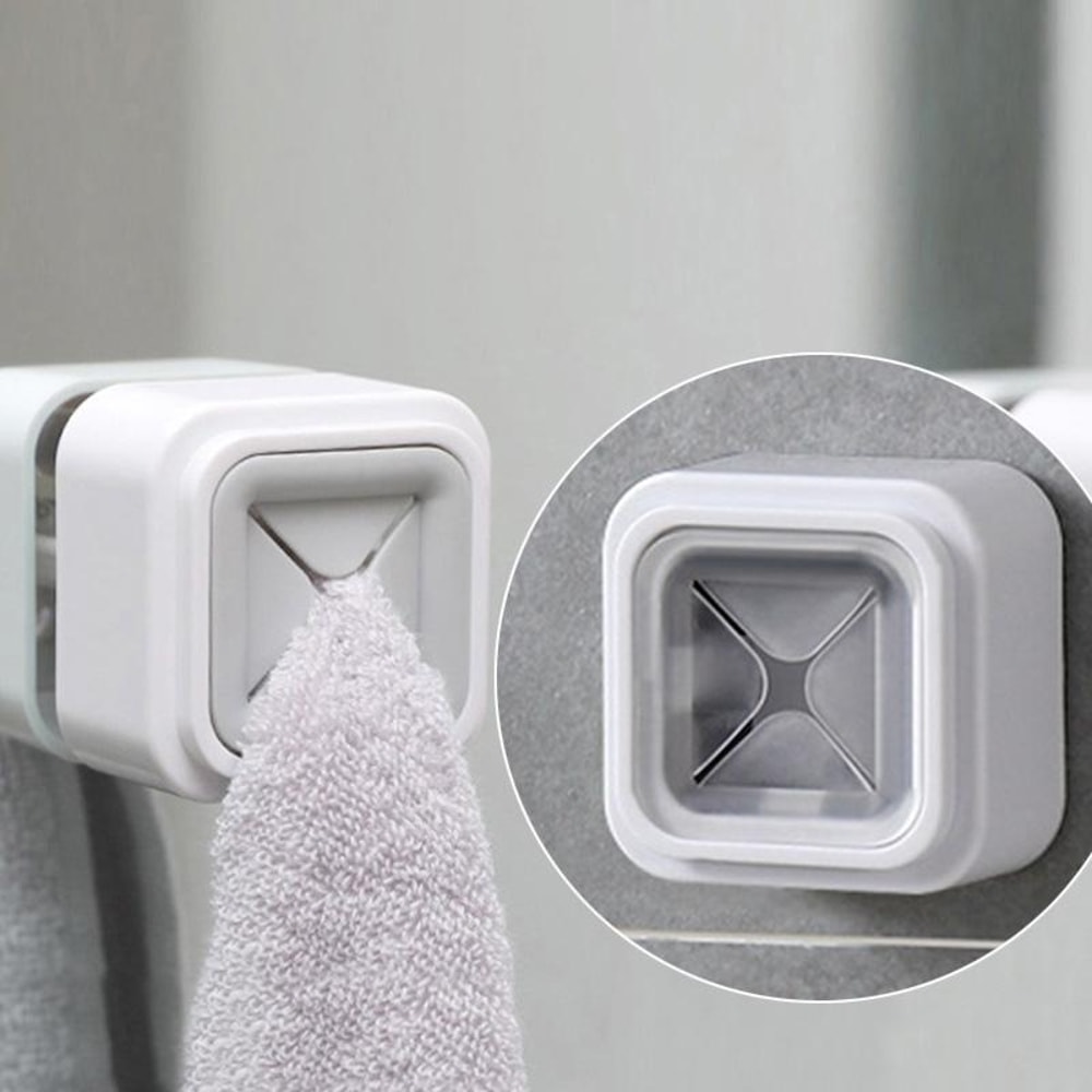 Wall-Mounted Self-Adhesive Towel Rack & Dish Cloth Hook for Kitchen Bathroom No-Drill Organizer