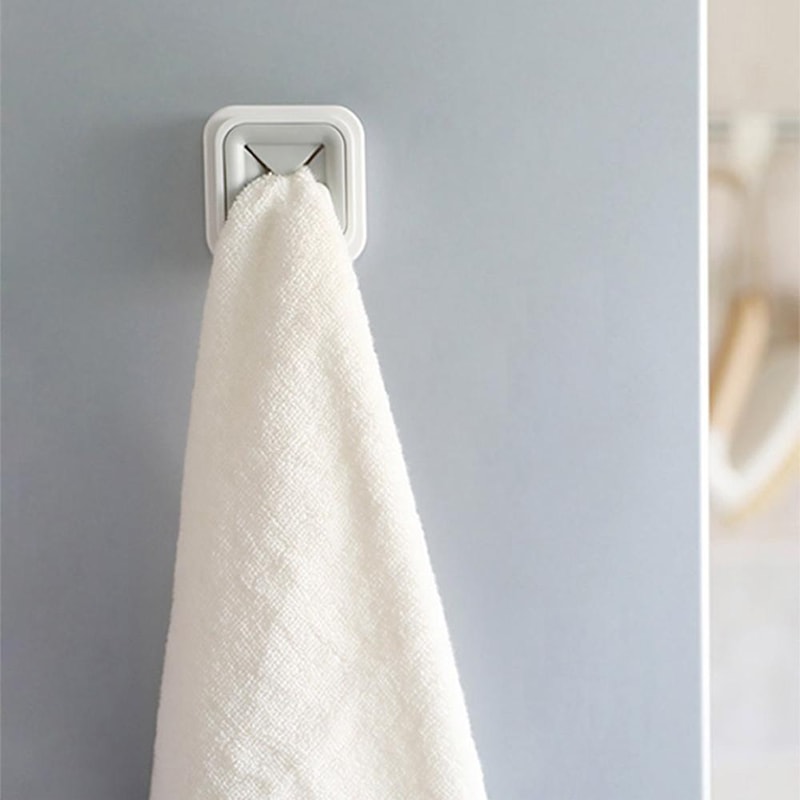 Wall-Mounted Self-Adhesive Towel Rack & Dish Cloth Hook for Kitchen Bathroom No-Drill Organizer