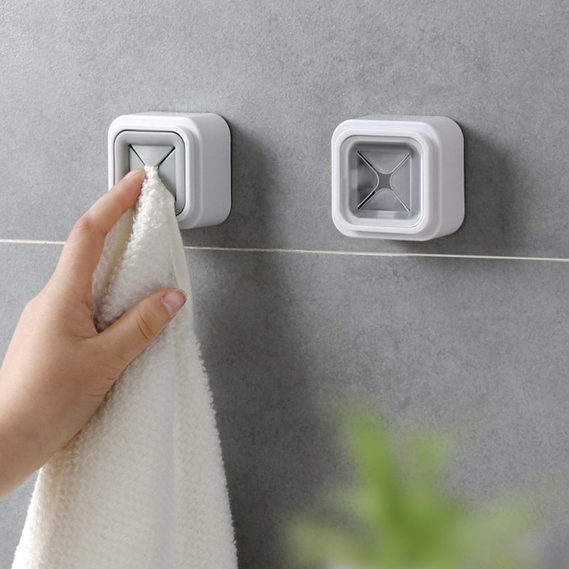 Wall-Mounted Self-Adhesive Towel Rack & Dish Cloth Hook for Kitchen Bathroom No-Drill Organizer