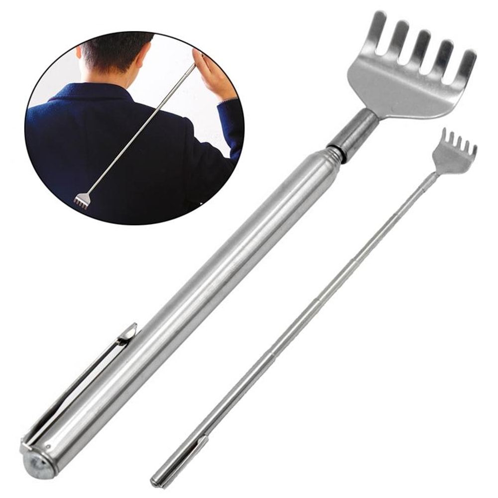 Extendable Stainless Steel Back Scratcher Set Anti Itch Telescopic Massager 2pcs