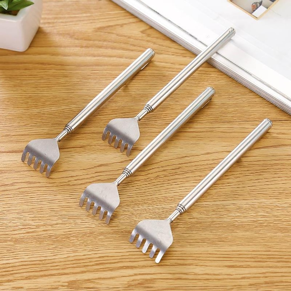 Extendable Stainless Steel Back Scratcher Set Anti Itch Telescopic Massager 2pcs