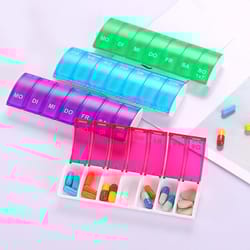 weekly travel pill organizer 7 compartment portable medicine storage box