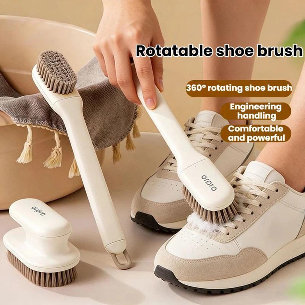 Ordpro Rotating Long Handle Shoe Cleaning Brush Soft Bristle Shoe Care Brush