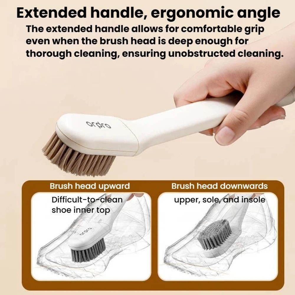 Ordpro Rotating Long Handle Shoe Cleaning Brush Soft Bristle Shoe Care Brush