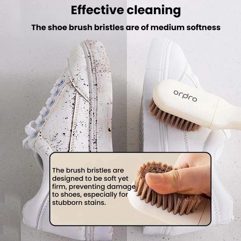 Ordpro Rotating Long Handle Shoe Cleaning Brush Soft Bristle Shoe Care Brush