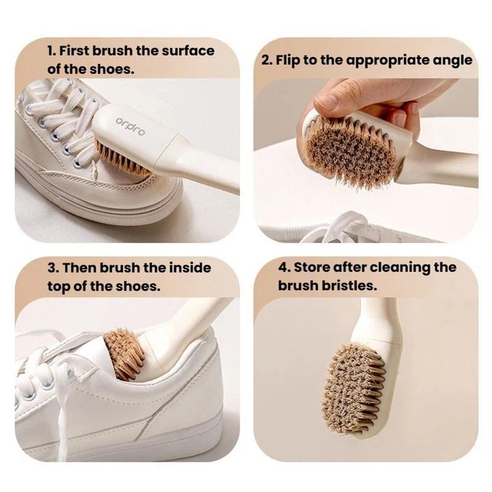 Ordpro Rotating Long Handle Shoe Cleaning Brush Soft Bristle Shoe Care Brush