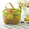 Square Wooden Handle Mesh Storage Basket for Fruit Kitchen Organizer Decorative White