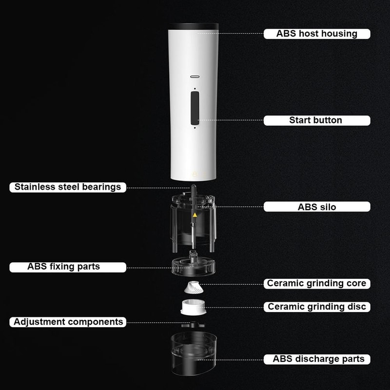 Multifunctional Electric Pepper Grinder Adjustable Coarse and Fine Spice Grinder Rechargeable Kitchen Seasoning Mill