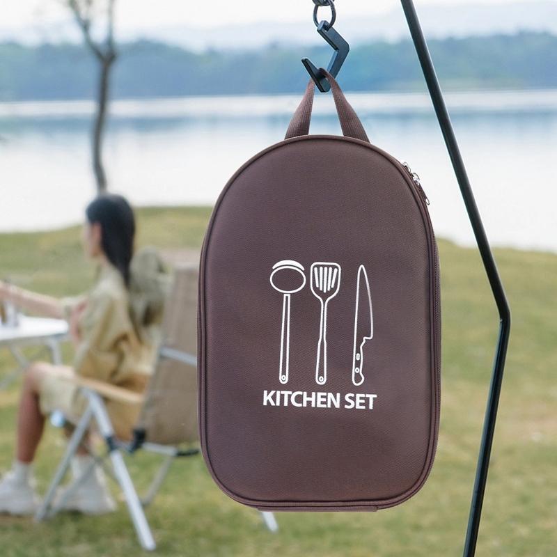 Portable Camping Utensil Organizer Bag Waterproof Picnic Kitchen Storage Bag For Flatware And Coffe 7